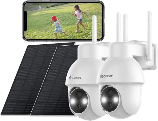 Alt view image 3 of 7 - Security Camera Wireless Outdoor, 2K Solar Security Camera,Battery Powered 360°PTZ Security Camera 3Pack