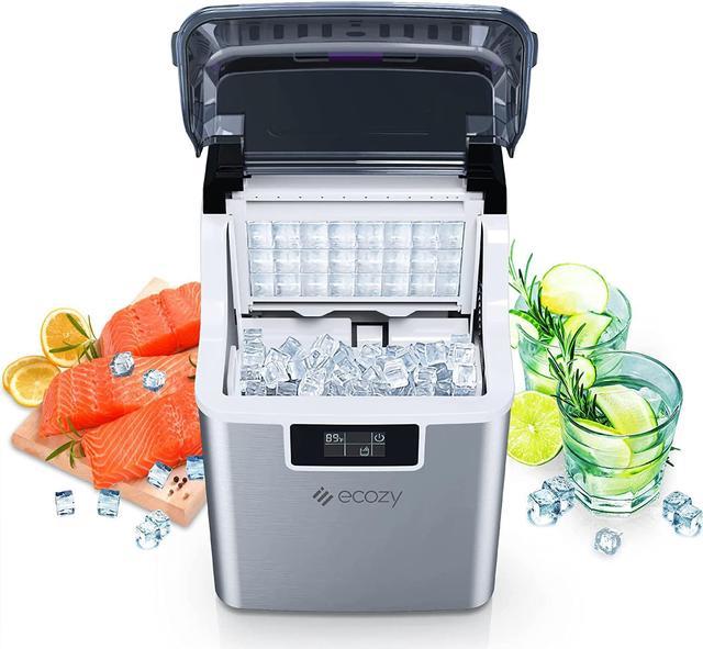 ecozy Countertop Ice Makers, 45lbs Per Day, 24 Cubes Ready in 13 Mins,  Stainless Steel Housing, Auto Self-Cleaning Ice Maker with Ice Bags and Ice  Scoop for Kitchen Office Bar Party 