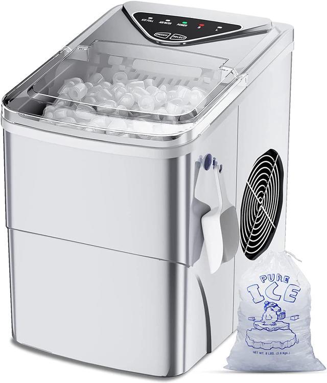 Silver Countertop Bullet Ice Maker Portable Ice Machine with Scoop