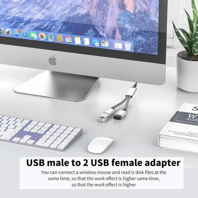 Alt view image 5 of 5 - Short Micro USB to USB A Splitter Micro USB Male to Dual USB A Female OTG Adapter USB 2.0 OTG Cable Converter Hub for  Phone S7/S6/LG/Flash Drive/Mouse/Keyboard/Android Phone and etc