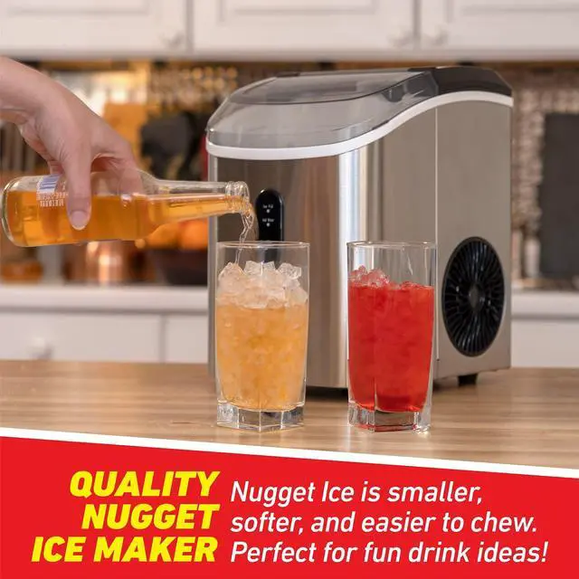 Alt view image 2 of 7 - Deco Chef 33LB Per Day Countertop Ice Maker, 1-Click Automatic Operation, Self-Cleaning, Chewable Soft Nugget Ice, Stainless Steel