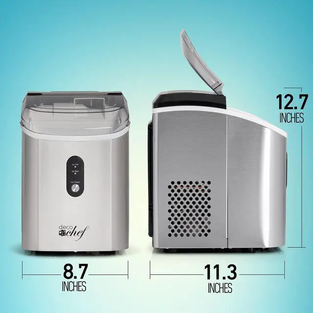 Alt view image 4 of 7 - Deco Chef 33LB Per Day Countertop Ice Maker, 1-Click Automatic Operation, Self-Cleaning, Chewable Soft Nugget Ice, Stainless Steel
