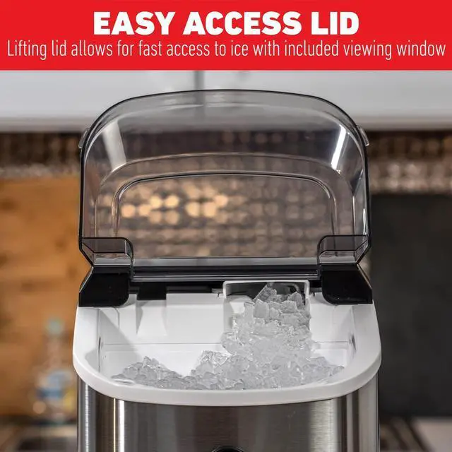 Alt view image 5 of 7 - Deco Chef 33LB Per Day Countertop Ice Maker, 1-Click Automatic Operation, Self-Cleaning, Chewable Soft Nugget Ice, Stainless Steel