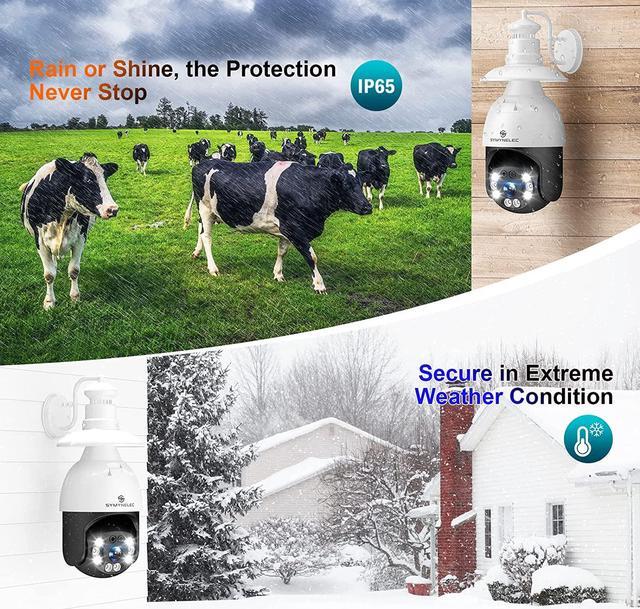 Alt view image 4 of 7 - SYMYNELEC 5GHz/2.4GHz Light Bulb Security Camera Outdoor Waterproof 2.5K, 5G Dual Band Wireless WiFi Light Socket Security Camera, 4MP Smart Cam with Color Night Vision Human Motion Detection Alexa