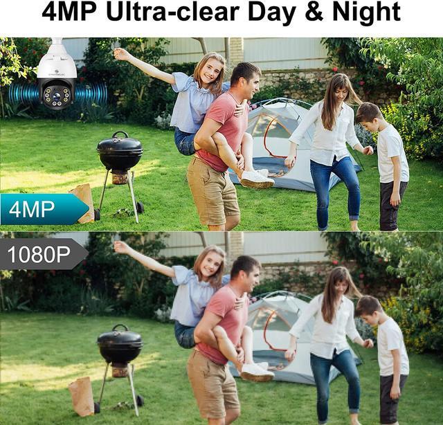 Alt view image 7 of 7 - SYMYNELEC 5GHz/2.4GHz Light Bulb Security Camera Outdoor Waterproof 2.5K, 5G Dual Band Wireless WiFi Light Socket Security Camera, 4MP Smart Cam with Color Night Vision Human Motion Detection Alexa