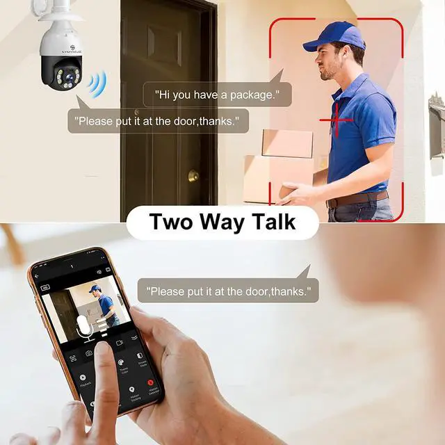 Alt view image 7 of 7 - Light Bulb Security Camera Outdoor Waterproof 2K, SYMYNELEC 2.4GHz Wireless WiFi Light Socket Security Camera, 4MP Smart Cam with Color Night Vision Human Motion Detection IP65 Works with Alexa Google