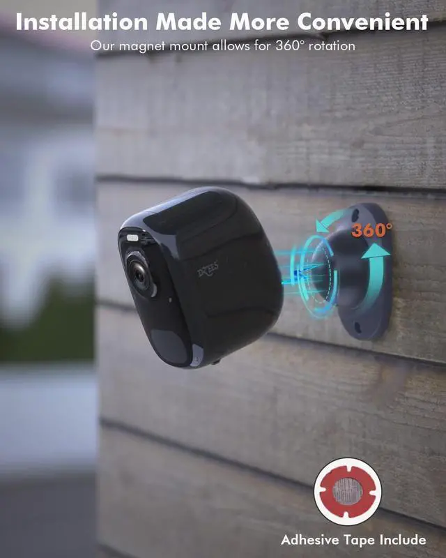 Alt view image 2 of 7 - Dzees 4MP Outdoor Camera Wireless with Magnetic Mount Battery Powered Security Camera Outdoor for Home Security, 2.4Ghz WiFi/AI Motion Detection/2-Way Talk/4MP Color Night Vision/IP66/Cloud