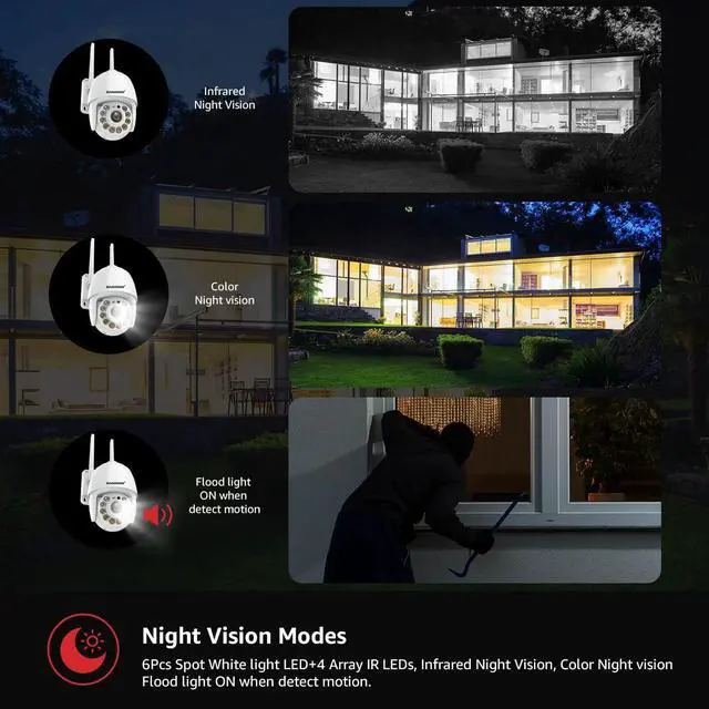 Alt view image 5 of 7 - BOAVISION 4K/8MP Security Camera Outdoor, Wireless WiFi IP Camera Home Security System 360° View,Human/Pet/Vehicle Detection, auto Tracking,Two Way Talk,pan Tile Full Color Night Vision