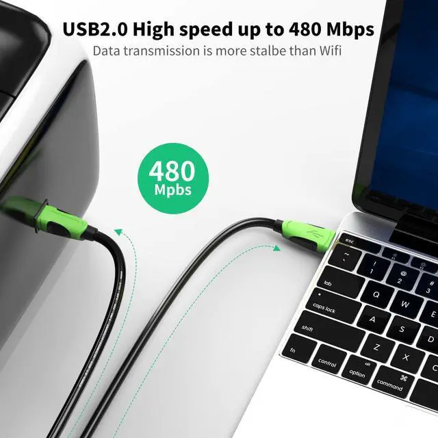 Alt view image 5 of 6 - USB Printer Cable 20ft USB Printer Cable Cord Type A-Male to B-Male Printer USB Cable for Printer/Scanner-Gold-Plated (20FT-A-B)