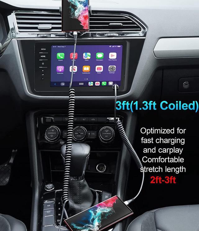 Alt view image 4 of 7 - USB C Cable Fast Charging, 2Pack 3ft Coiled USB A to Type C Charge Cord for Car, USB-C Charging Cable Compatible with Samsung Galaxy S20 S10 S9 S8 Plus Note 10 9 8 and Other USB C Devices