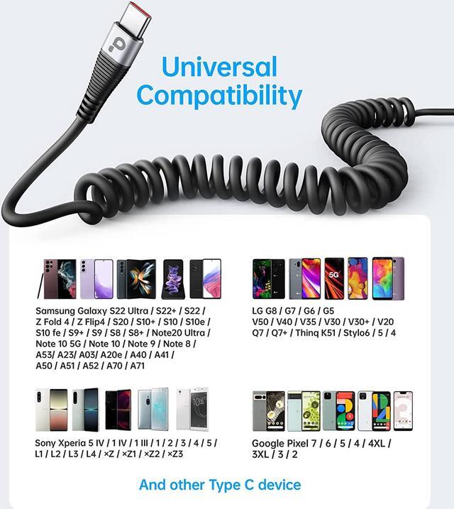 Alt view image 7 of 7 - USB C Cable Fast Charging, 2Pack 3ft Coiled USB A to Type C Charge Cord for Car, USB-C Charging Cable Compatible with Samsung Galaxy S20 S10 S9 S8 Plus Note 10 9 8 and Other USB C Devices