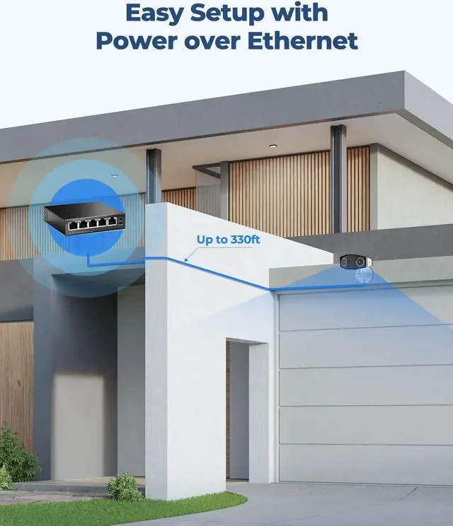 Alt view image 6 of 7 - 4K PoE Security Camera System, Home Outdoor IP Camera in 180 Degree Viewing Angle, Human/Vehicle/Pet Detection, Color Night Vision, Two Way Talk, Up to 256GB microSD Card, Duo 2 PoE
