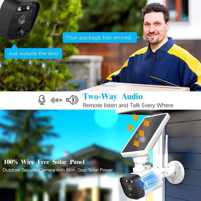 Alt view image 2 of 7 - OOSSXX Solar Security Camera Outdoor Wireless Solar Powered Wireless Camera with Rechargeable Battery, WiFi Home Surveillance Camera 4.0MP with Two Way Audio