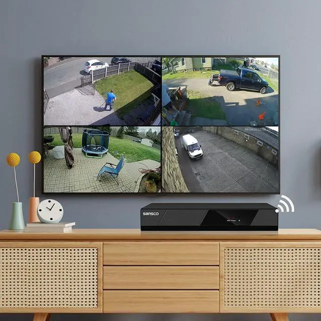 Alt view image 3 of 7 - [Pan & Tilt] SANSCO 2K HD WiFi Security Camera System 1TB Hard Drive, 8CH NVR (4) 3MP Outdoor Waterproof Cameras, 2-Way Audio, Motion Alert, 24/7 Recording (Non Zoom)