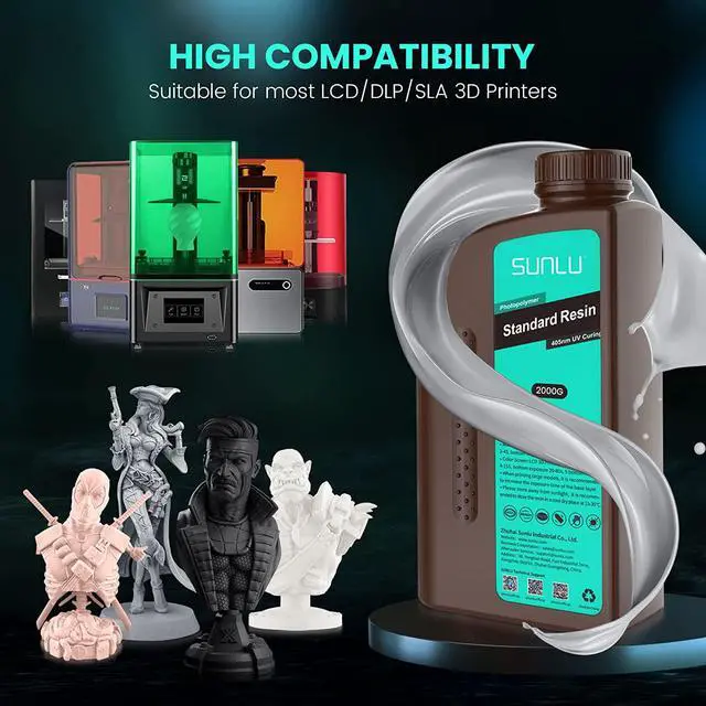 Alt view image 3 of 7 - SUNLU 3D Printer Resin, 2000g Standard Photopolymer 405nm UV Curing Resin for 4K/8K LCD/DLP/SLA Resin 3D Printer, 3D Printing Liquid Fast Curing Resin, High Precision, Low Shrinkage, 2KG, Clear Blue