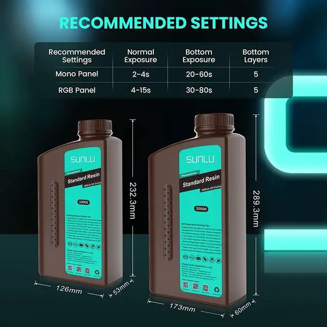 Alt view image 5 of 7 - SUNLU 3D Printer Resin, 2000g Standard Photopolymer 405nm UV Curing Resin for 4K/8K LCD/DLP/SLA Resin 3D Printer, 3D Printing Liquid Fast Curing Resin, High Precision, Low Shrinkage, 2KG, Clear Blue