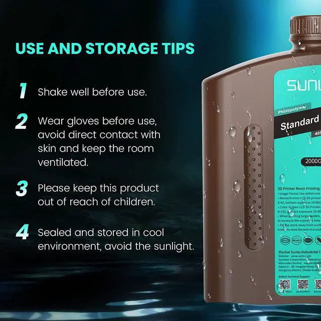 Alt view image 6 of 7 - SUNLU 3D Printer Resin, 2000g Standard Photopolymer 405nm UV Curing Resin for 4K/8K LCD/DLP/SLA Resin 3D Printer, 3D Printing Liquid Fast Curing Resin, High Precision, Low Shrinkage, 2KG, Clear Blue