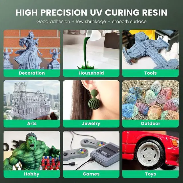 Alt view image 3 of 7 - SUNLU 3D Printer Resin, 1kg Fast Curing Standard 3D Resin for LCD DLP SLA Resin 3D Printers, 395-405nm UV Light Curing 3D Printing Liquid Photopolymer Resin, Low Shrinkage, High Precision, 1000g, Grey