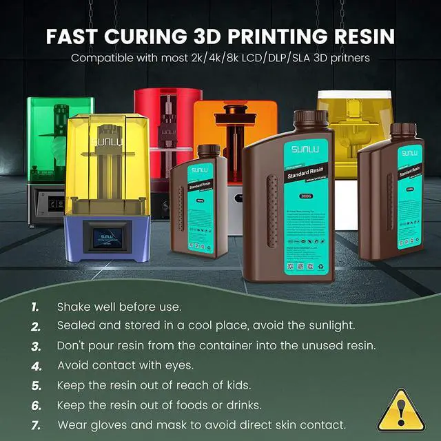 Alt view image 6 of 7 - SUNLU 3D Printer Resin 1kg, Fast Curing Standard 3D Resin for LCD DLP SLA Resin 3D Printers, 395 to 405nm UV Curing 3D Printing Liquid Photopolymer Resin, Low Shrinkage, High Precision, 1000g, White