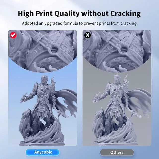 Alt view image 4 of 7 - ANYCUBIC Upgraded Water Washable 3D Printer Resin, 405nm High Precision 3D Resin, Low Shrinkage Photopolymer Resin for 4K/8K/12K Capable LCD DLP Resin 3D Printer Printing (Grey, 1000g)
