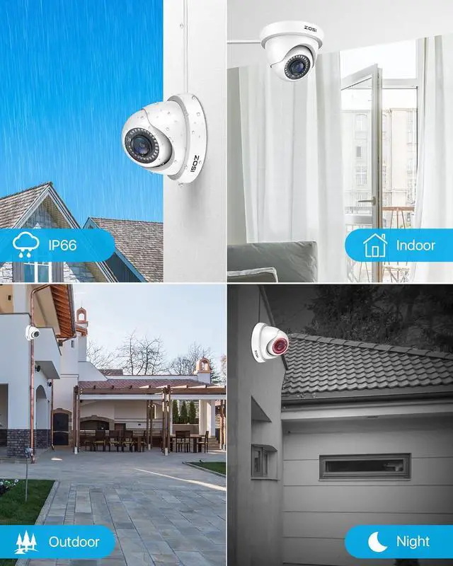 Alt view image 5 of 7 - ZOSI 4Pack 2.0MP HD 1080P Security Cameras Kit, 80ft Night Vision, Indoor Outdoor Home CCTV Dome Camera for 1080P/5MP/4K HD-TVI Analog DVR System