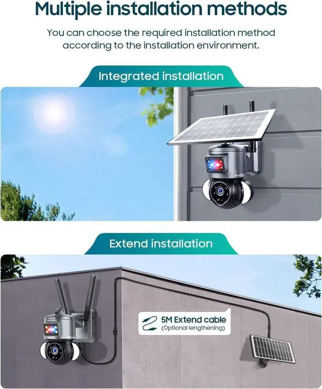 Alt view image 6 of 7 - Solar Security Cameras Wireless Outdoor,Remote 2K WiFi 360° View Wireless Solar Powered Cameras for Home, PIR Motion Sensor Floodlight with Siren Color Night Vision