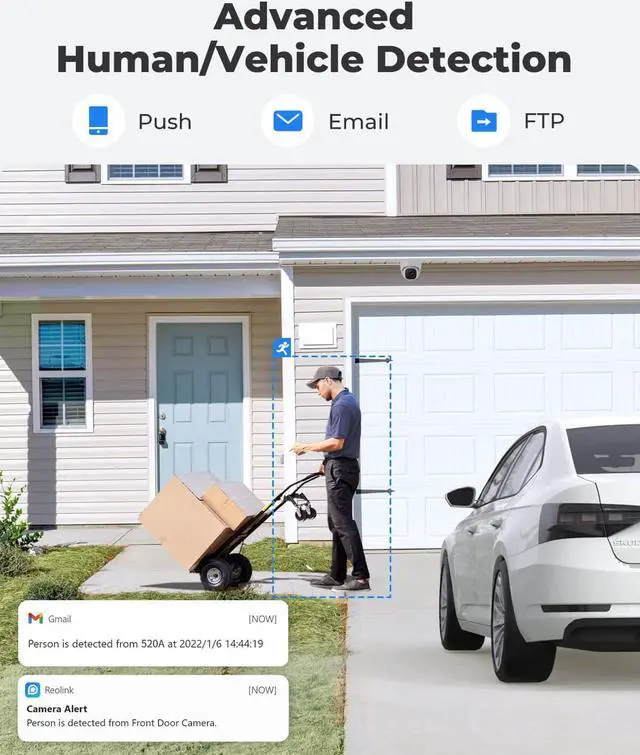 Alt view image 3 of 7 - REOLINK 5MP PoE Security Camera, 2.8mm Len, 130° Diagonal, 100ft IR Night Vision, Up to 256GB SD Card, Built-in Mic, Human/Vehicle/Pet Detection for Outdoor Indoor Home Surveillance, RLC-520A-2.8mm