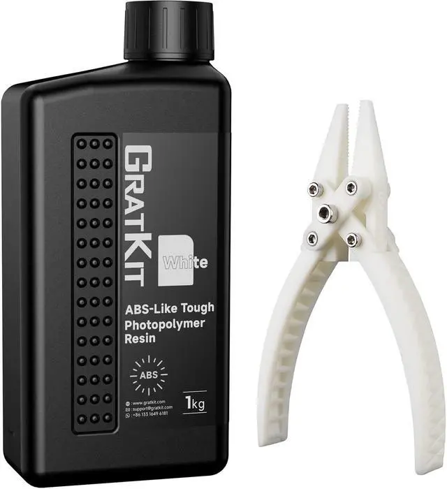 Main image of Upgraded ABS-Like 3D Printer Resin, High Toughness 405nm UV Curing Resin, Scratch Resistant and Compatible with SLA, LCD and DLP Printers for Industrial Parts Printing - 1000g, White