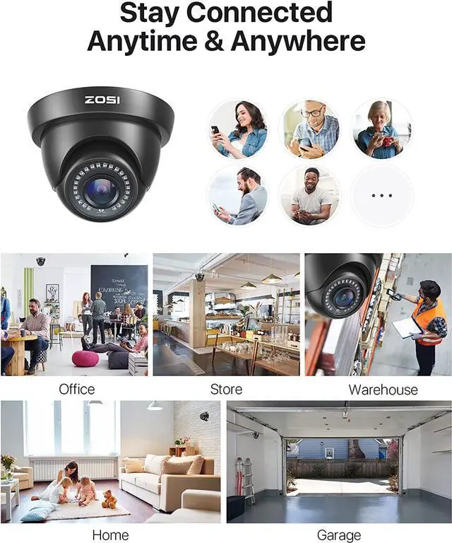Alt view image 6 of 7 - Gadpiparty ZOSI 1080P 8 Channel Security Camera System with 1TB HDD,H.265+ 3K Lite 8CH Security DVR Recorder with 4pcs 1080P 1920TVL HD-TVI Dome Security Cameras Indoor Outdoor Home Surveillance 2MP