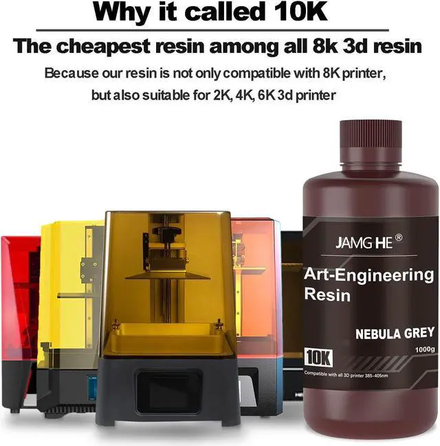 Alt view image 7 of 7 - 3D Printer Resin,10K Art-Engineering Toughness Non-Brittle New ABS-Like Resin for UV-Curing Photopolymer Rapid High Precision Low Odor LCD DLP SLA 405nm Resin (Black, 1000g)