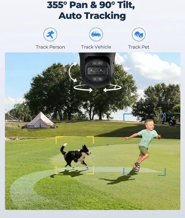 Alt view image 3 of 7 - REOLINK PTZ Security Camera System 4K, IP PoE 360 Camera with Dual-Lens, Auto 6X Hybrid Zoomed Tracking, 355 Pan & 90 Tilt, Outdoor Surveillance, AI Detection, Trackmix PoE