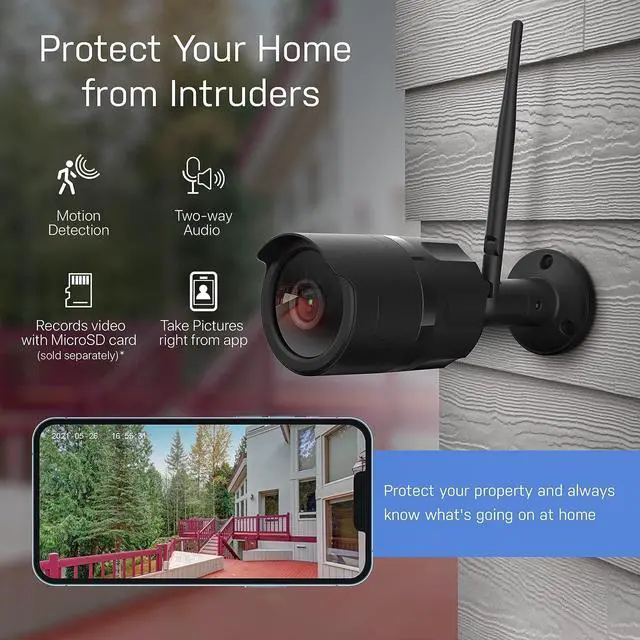 Alt view image 3 of 7 - Feit Electric Outdoor Camera, 2.4GHz WiFi Security Camera Works with Alexa and Google Assistant, 1080p HD Video Camera Motion Detection, Night Vision, 2-Way Audio, No Hidden Fees, CAM/WM/WiFi