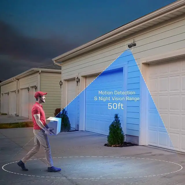 Alt view image 6 of 7 - Feit Electric Outdoor Camera, 2.4GHz WiFi Security Camera Works with Alexa and Google Assistant, 1080p HD Video Camera Motion Detection, Night Vision, 2-Way Audio, No Hidden Fees, CAM/WM/WiFi