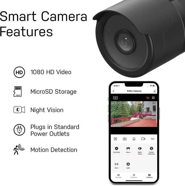 Alt view image 5 of 7 - Feit Electric Outdoor Camera, 2.4GHz WiFi Security Camera Works with Alexa and Google Assistant, 1080p HD Video Camera Motion Detection, Night Vision, 2-Way Audio, No Hidden Fees, CAM/WM/WiFi
