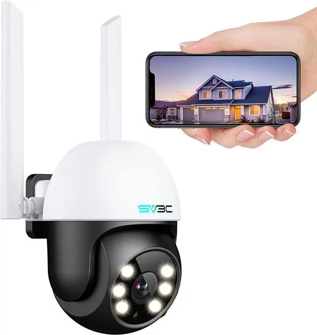 Main image of SV3C PTZ Security Camera Outdoor, Pan Tilt Dome WiFi IP Camera with Auto Tracking, 1080P Color Night Vision, 2-Way Audio, Humanoid Detection, Waterproof, 24/7 Recording, SD Card Storage, Remote Access