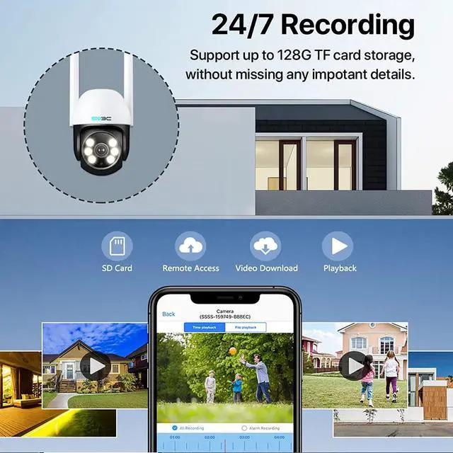 Alt view image 7 of 7 - SV3C PTZ Security Camera Outdoor, Pan Tilt Dome WiFi IP Camera with Auto Tracking, 1080P Color Night Vision, 2-Way Audio, Humanoid Detection, Waterproof, 24/7 Recording, SD Card Storage, Remote Access