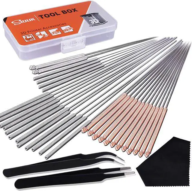 Main image of SIQUK 33 Pcs 3D Printer Nozzle Cleaning Tools Kit 30 Pcs 0.15mm, 0.25mm, 0.35mm, 0.4mm, 0.5mm Cleaning Needles 2 Pcs Tweezers and 1 Pc Cleaning Cloth