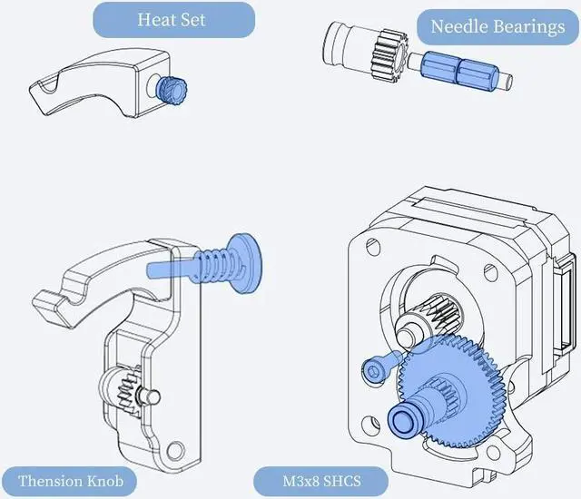 Alt view image 5 of 6 - 3D Printer Accessories Voron 2.4 Extruder Dual Gear Hardware Kit Compatible with Voron 2.4 BMG Extruder kit..