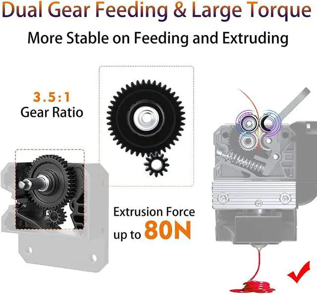 Alt view image 3 of 6 - Creality Sprite Direct Drive Extruder Pro Kit, All Metal Extruder Upgrade Kit for Ender 3/Ender 3 v2/Ender 3 Pro/Ender 3 Max 3D Printer,Dual Gear Dual Fan Design,Support BL Touch/CR Touch