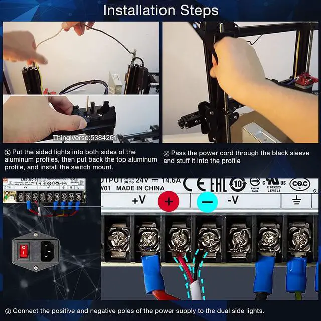 Alt view image 4 of 7 - UniTak3D Ender 3 3D Printer LED Light 24V 7.5W Dual Sides Embedded Light Bar Strip Upgrades for Ender 3 V2, Ender 3 Pro,Ender 3 S1,CR6SE, Voxlab Aquila-2020 Profile