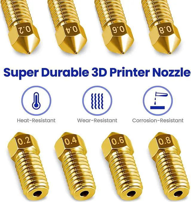 Alt view image 4 of 7 - Brass Nozzle Kit for AnkerMake M5/M5C, 0.2-0.8mm, 12PCS | High Temp Resistant, Upgraded Durable, 4 Size Assortment(0.2/0.4/0.6/0.8mm), Compatible with Ender 3/3 Pro/V2