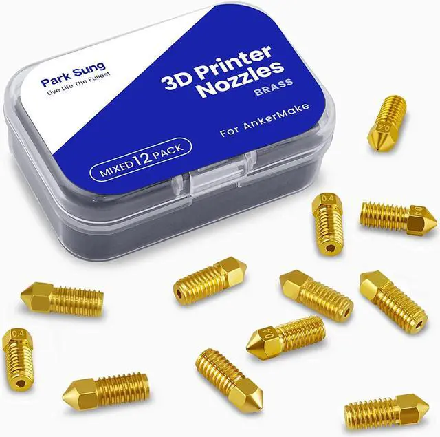 Alt view image 6 of 7 - Brass Nozzle Kit for AnkerMake M5/M5C, 0.2-0.8mm, 12PCS | High Temp Resistant, Upgraded Durable, 4 Size Assortment(0.2/0.4/0.6/0.8mm), Compatible with Ender 3/3 Pro/V2