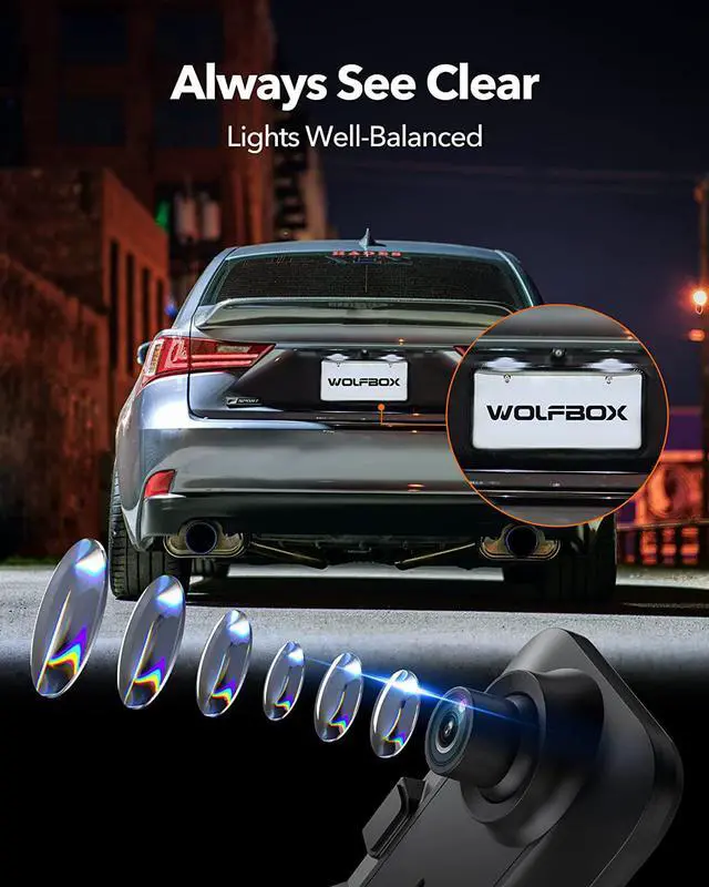 Alt view image 5 of 7 - WOLFBOX 12" 4K Rear View Mirror Camera, Smart Full Touch Screen Mirror Dash Cam Front and Rear, Backup Camera with 1080P Rear Camera, Dash Cam with WDR Camera,Night Vision,Free 64GB Card & GPS