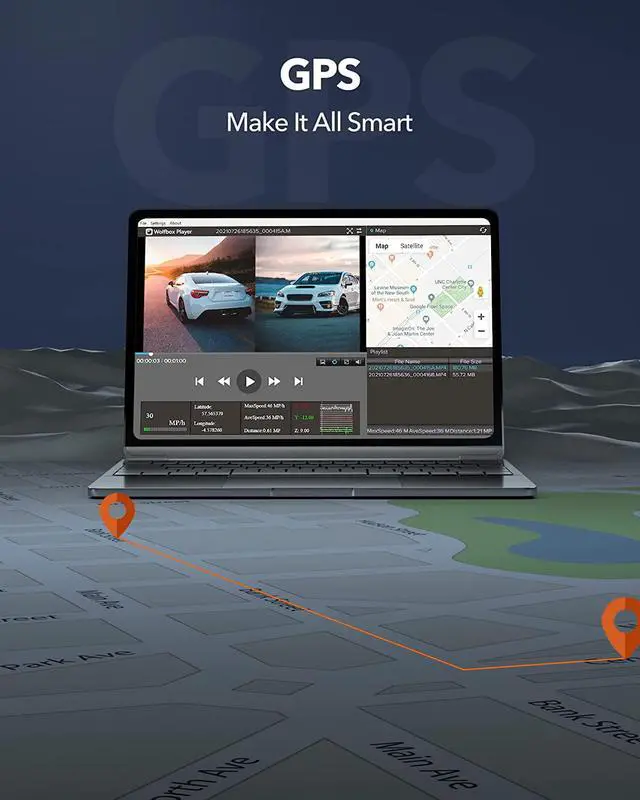 Alt view image 6 of 7 - WOLFBOX 12" 4K Rear View Mirror Camera, Smart Full Touch Screen Mirror Dash Cam Front and Rear, Backup Camera with 1080P Rear Camera, Dash Cam with WDR Camera,Night Vision,Free 64GB Card & GPS