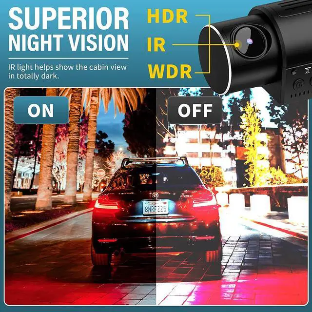 Alt view image 4 of 7 - Dash Cam Front Rear and Inside 1080P Three Channels with IR Night Vision Car Camera SD Card Included Dashboard Camera Dashcam for Cars HDR Motion Detection and G-Sensor for Car, Taxi, Uber