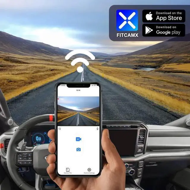 Alt view image 5 of 7 - Fitcamx 4K Dash Cam Suitable for Ford F150 & F250 2021-2025 Limited XLT XL Raptor Lariat Platinum King Ranch Tremor, OEM Look, UHD 2160P Video, WiFi&APP, Loop Recording, G-Sensor, Plug&Play, 64GB Card