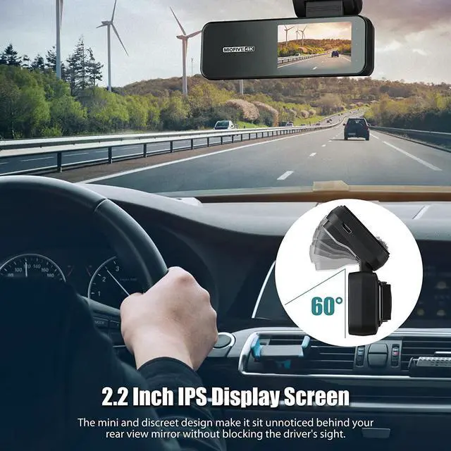 Alt view image 5 of 7 - Miofive Car Dash Cam with GPS and Speed  4K Front Dash Camera with 5G WiFi, 2160P UHD Recorder, Built-in 64G eMMC Storage, Night Vision, G-Sensor, Motion Detection and Parking Mode with Time Lapse