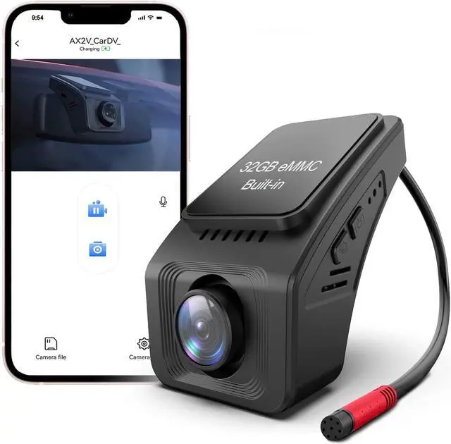 Main image of AX2V 2K Dash Cam for Cars with Super Night Vision, 170° Wide Angle, APP Control - Screenless 1600P OE Fit Dash Camera with WDR, G-Sensor, Loop Recording, Parking Mode, Built-in 32GB eMMC Storage