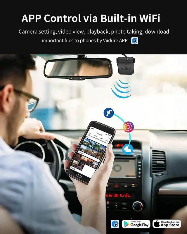 Alt view image 4 of 6 - AX2V 2K Dash Cam for Cars with Super Night Vision, 170° Wide Angle, APP Control - Screenless 1600P OE Fit Dash Camera with WDR, G-Sensor, Loop Recording, Parking Mode, Built-in 32GB eMMC Storage