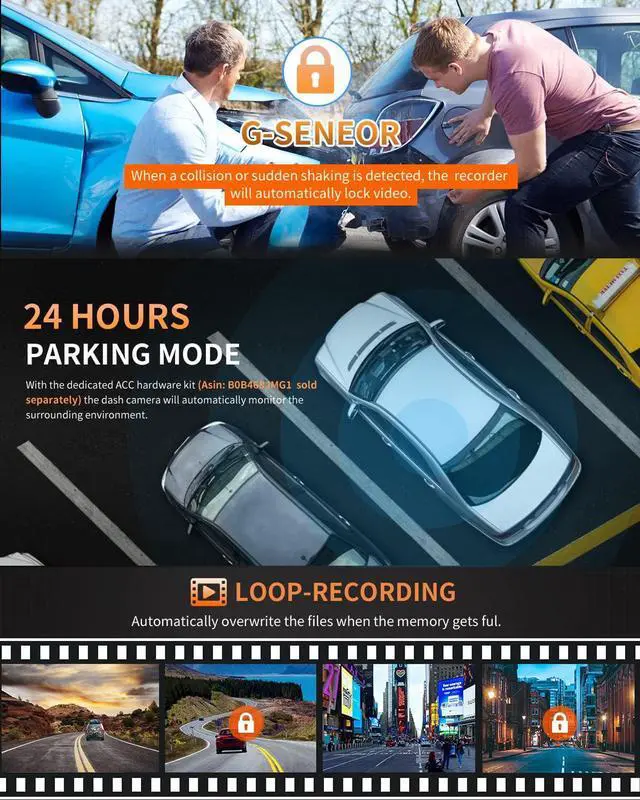 Alt view image 5 of 6 - AX2V 2K Dash Cam for Cars with Super Night Vision, 170° Wide Angle, APP Control - Screenless 1600P OE Fit Dash Camera with WDR, G-Sensor, Loop Recording, Parking Mode, Built-in 32GB eMMC Storage